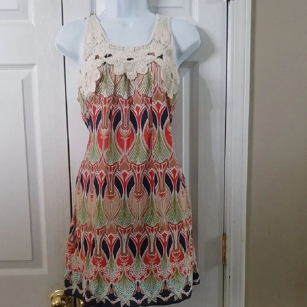 Hazel ElegantโMulticolor Sleeveless Mini Dress Sz M NWOT